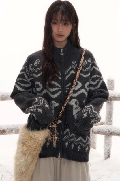 Light Bow-Knot Knit Cardigan Set-Up