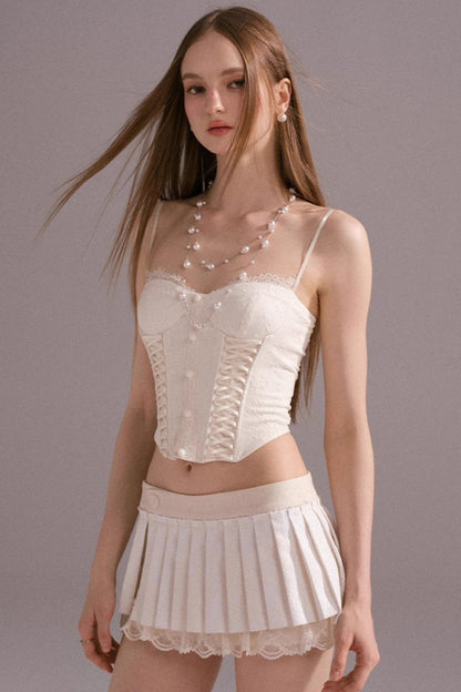 Hot Luxury Cropped Corset Two-Piece Lace Set-Up