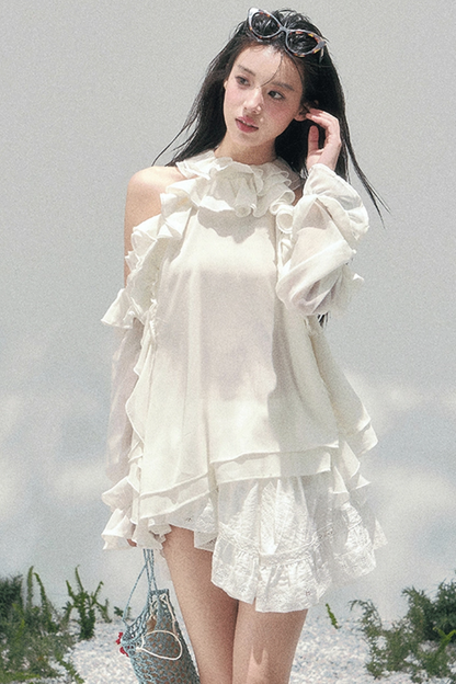 Ruffled Edge Off-Shoulder Top