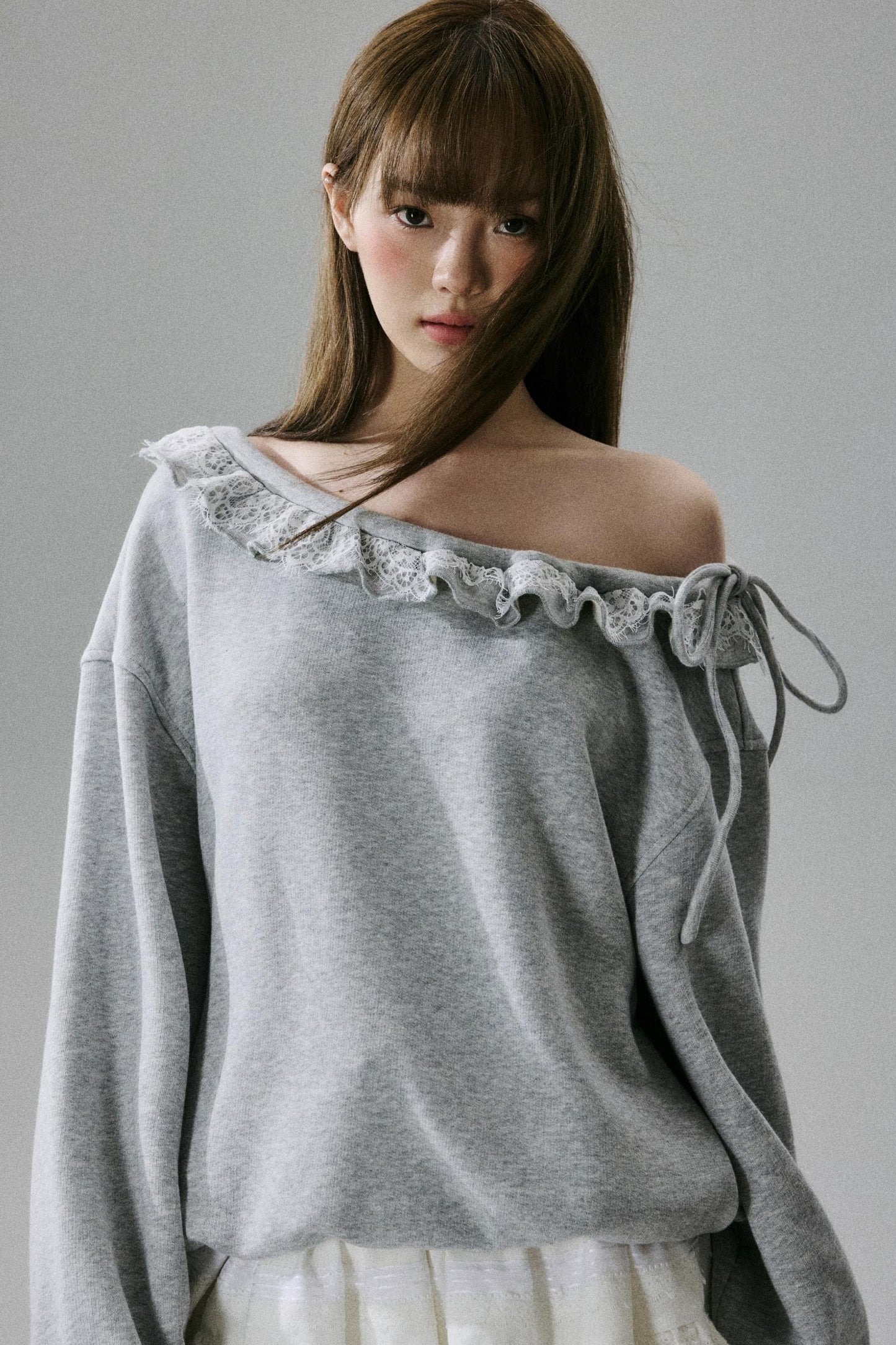 Lace-Trimmed Sweatshirt