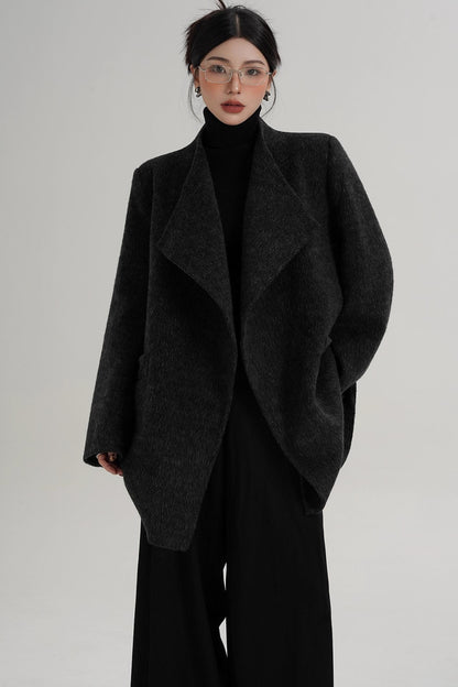 Charcoal Black Wool Coat