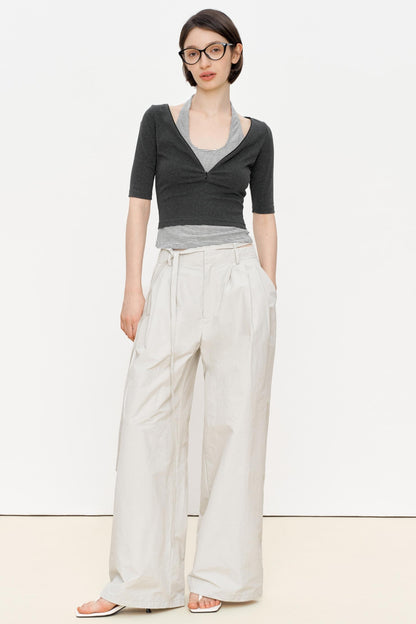 Striped Slim Zipper Tee