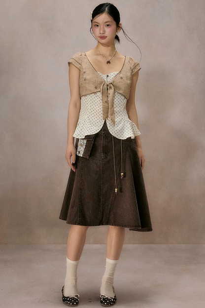 Irregular Denim A-Line Skirt