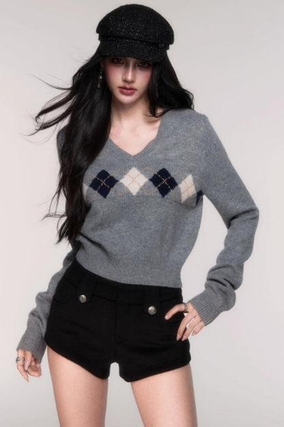 Collegiate Knit V-Neck Cardigan