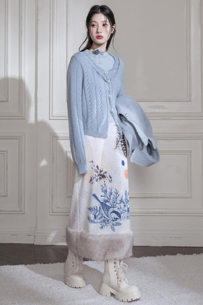 Winter Night Snow Scene Skirt