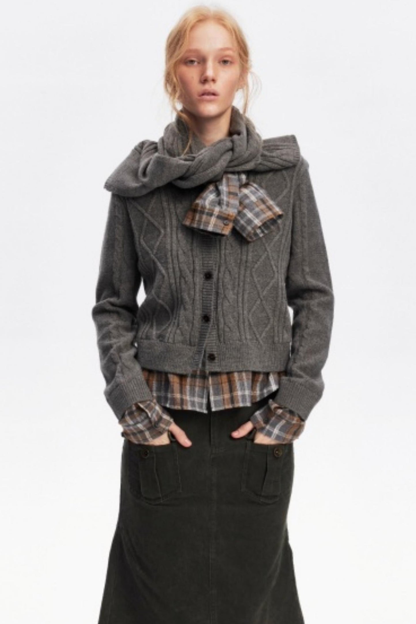 Wool Twist Cardigan Sweater Set-Up