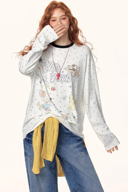 Japanese Polka Dot Long-Sleeve Top