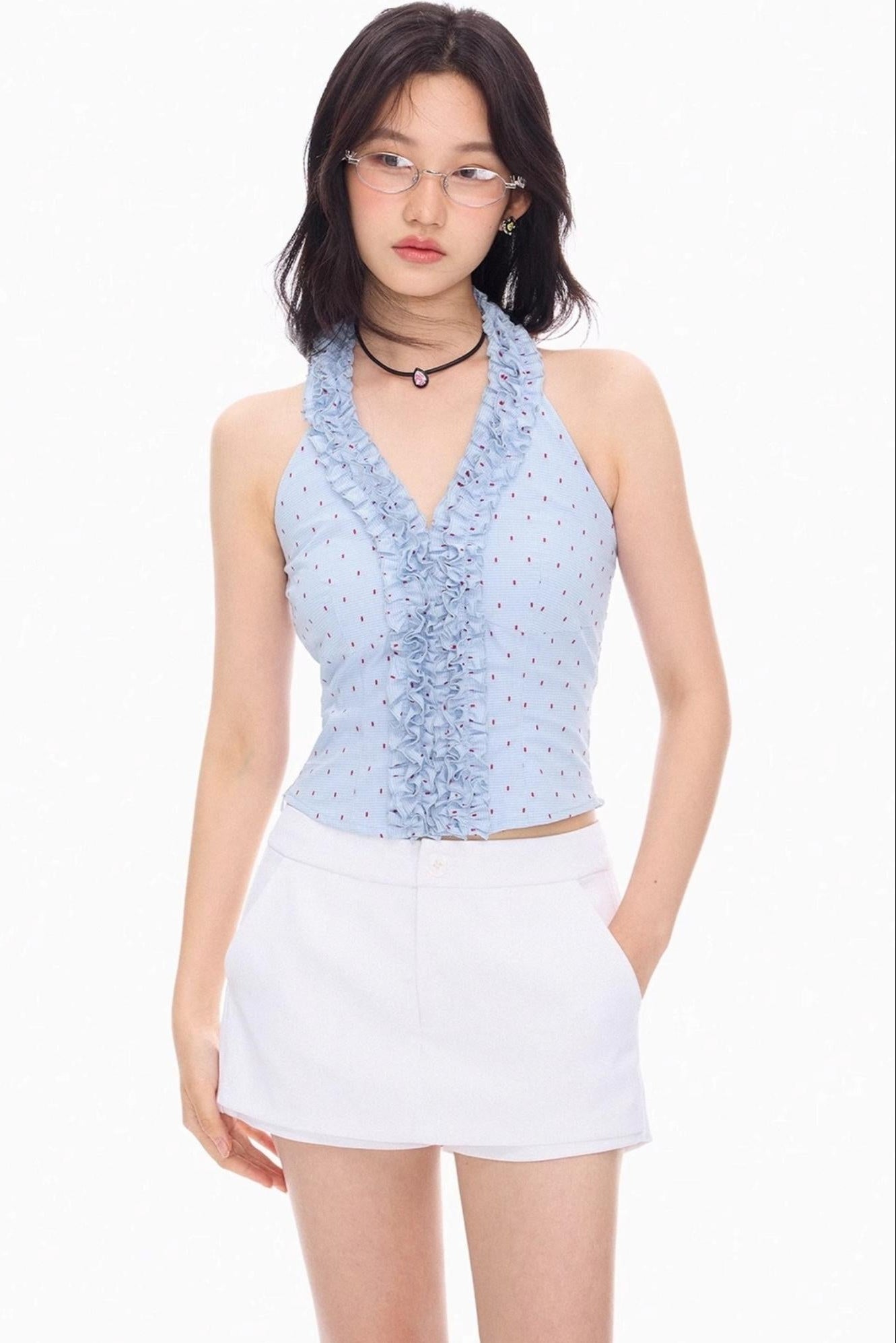 Colorblock V-Neck Lace Tank