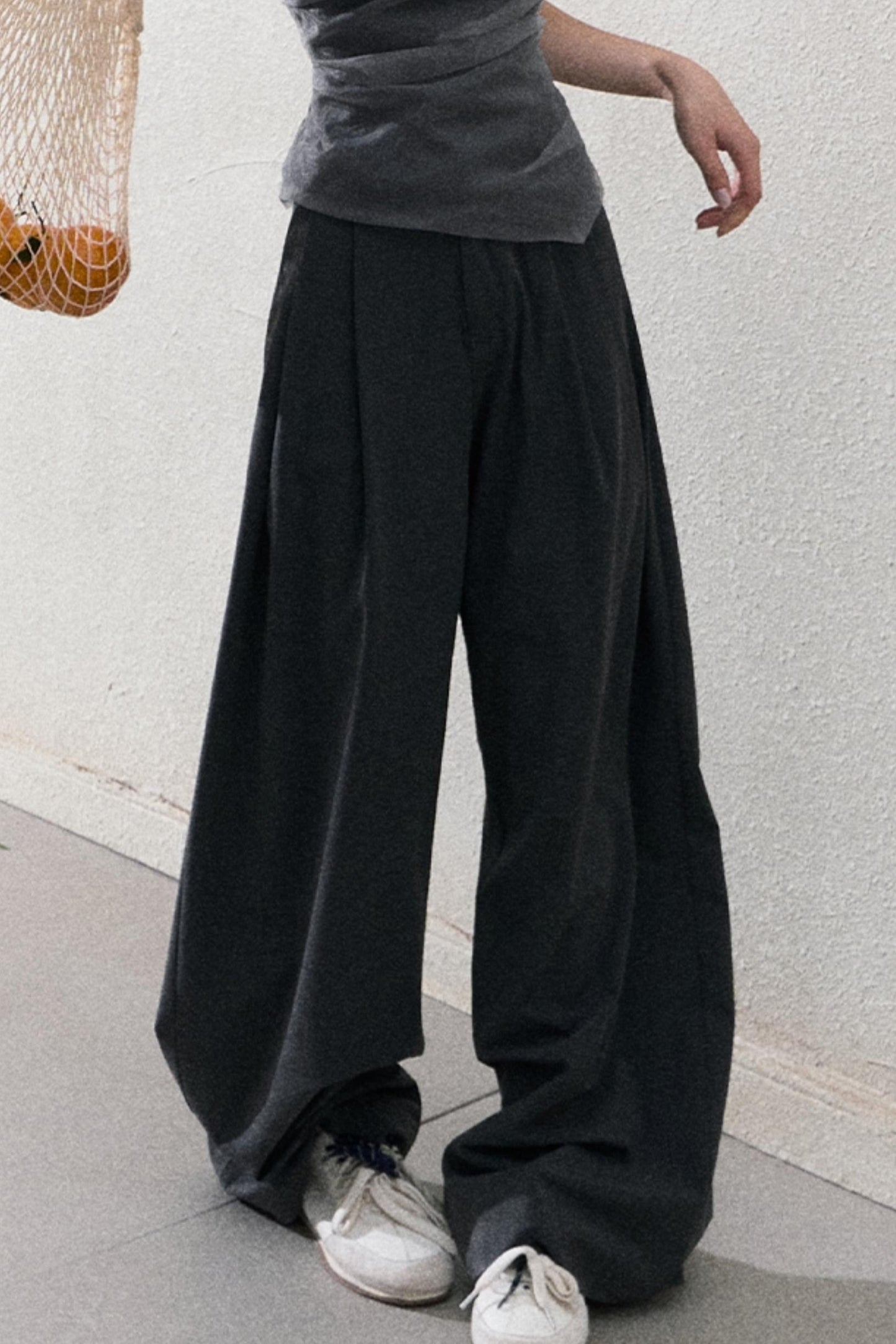 캐주얼 슬림 자켓 & 와이드 레이스 팬츠 세트 