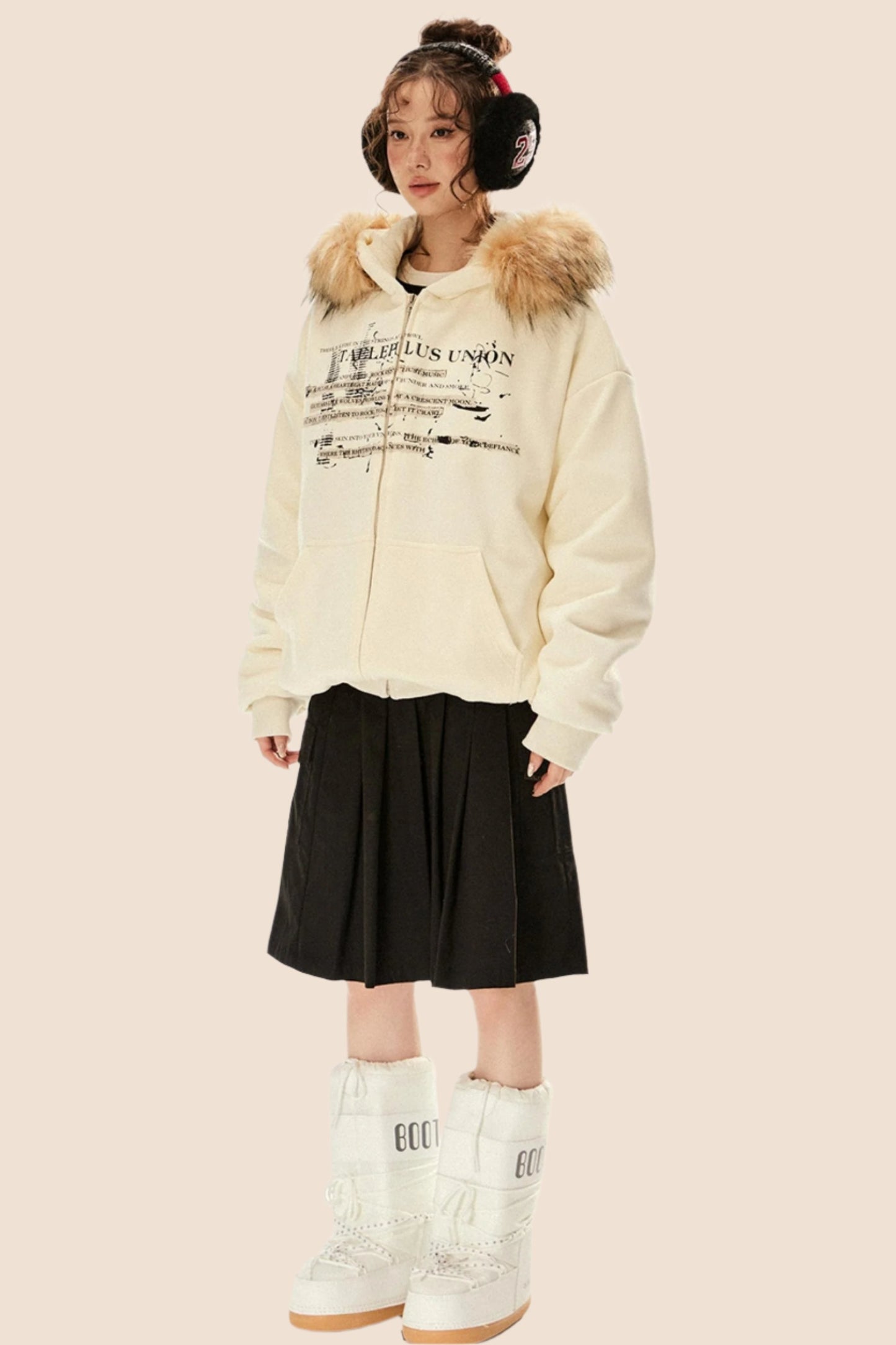 Loose Warm Fur Collar Sweatshirt