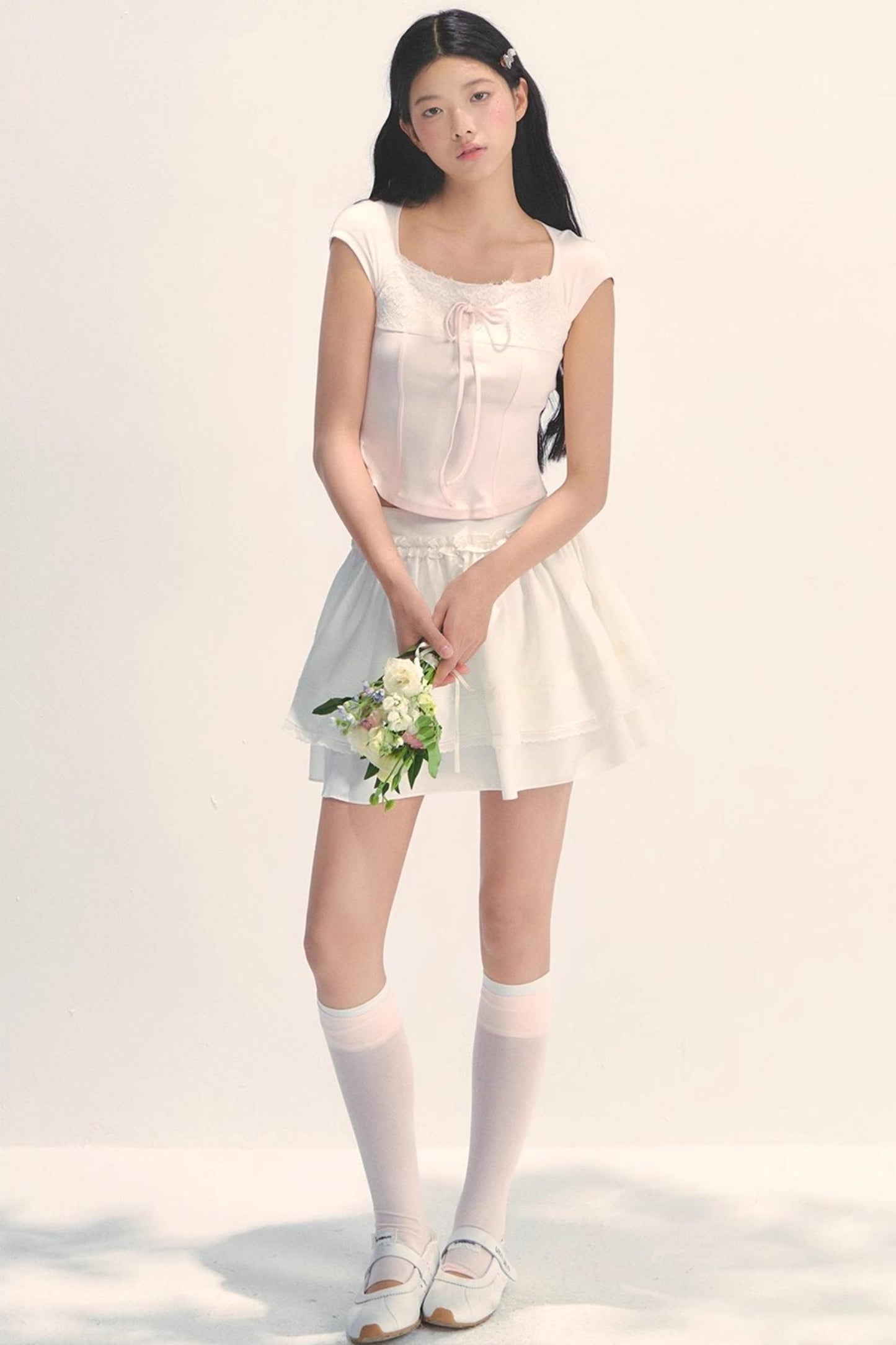 Cotton Lace Peplum Top