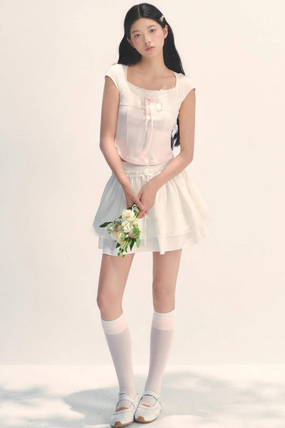 Cotton Lace Peplum Top