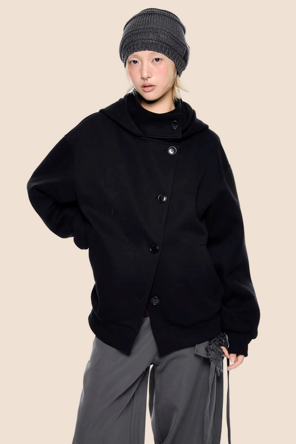 Retro Hooded Sweatshirt Jacket