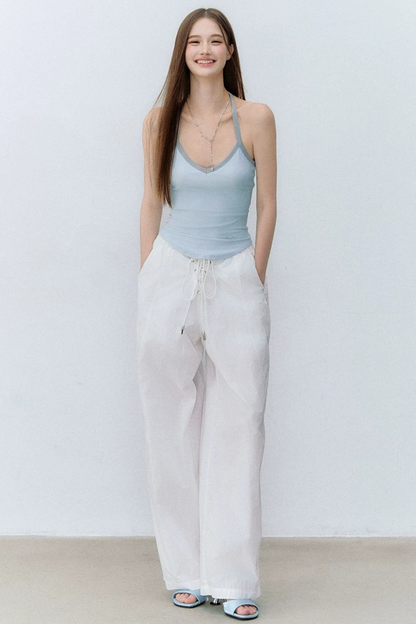 Drawstring Straight-Leg Pants