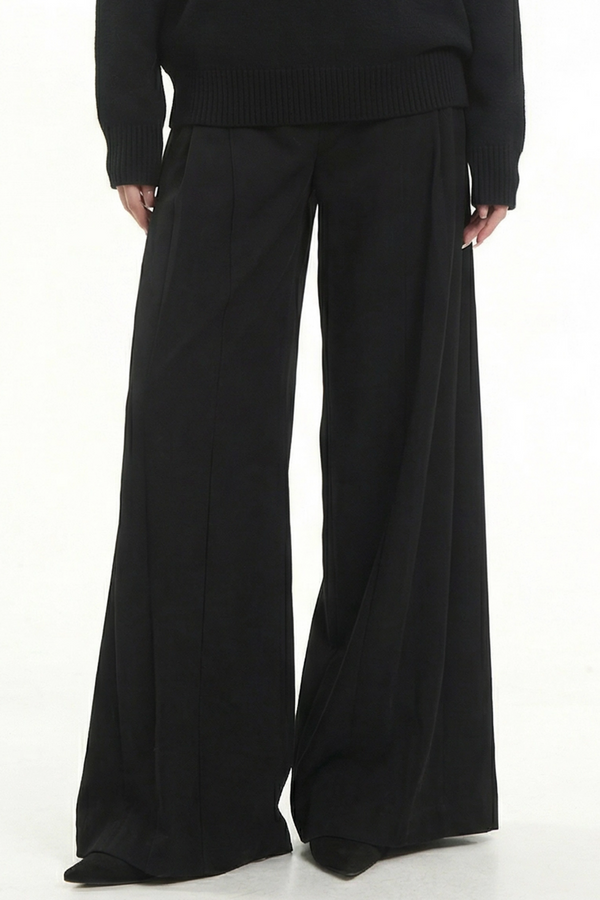 Korean Black Wide-Leg Pants