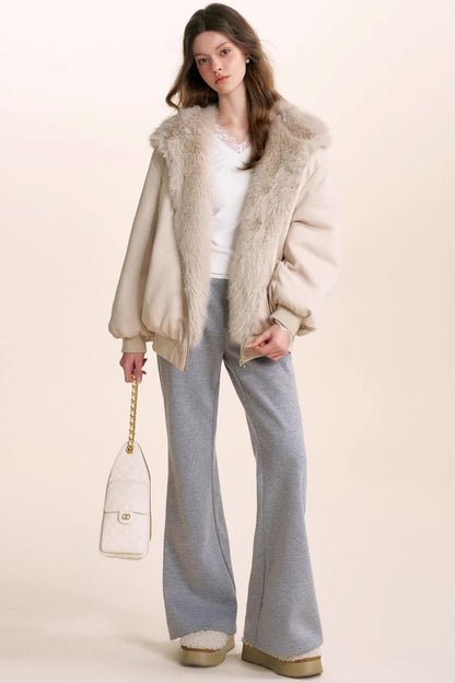 Cashmere Velvet Lace Flared Pants