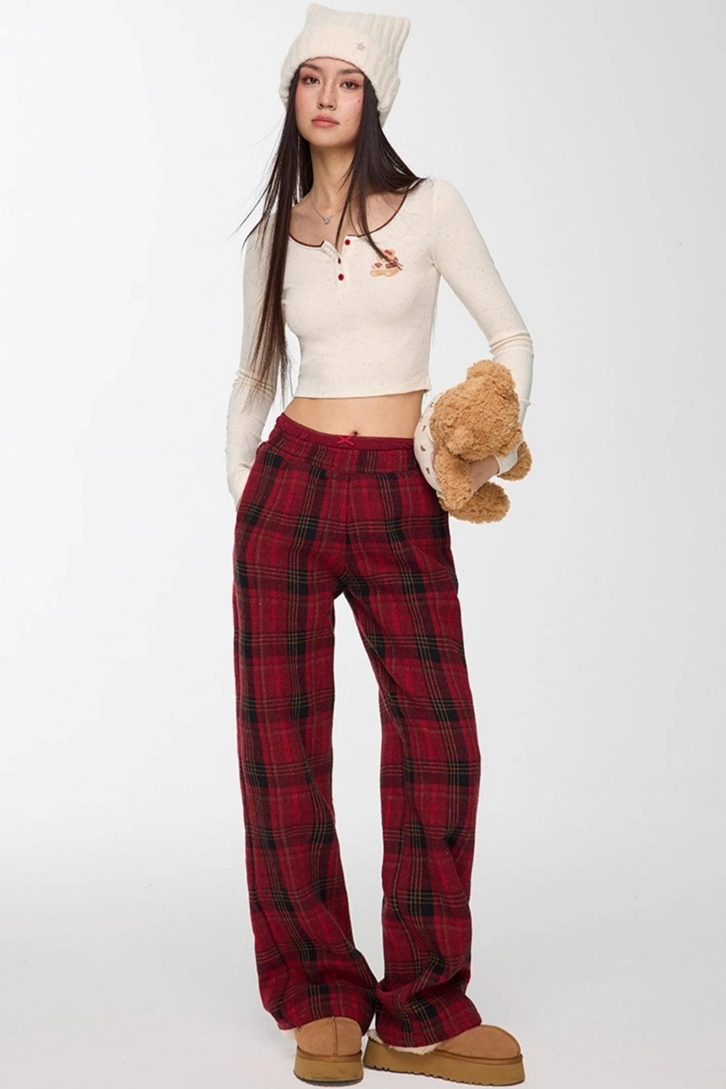 Red Winter Casual Pants