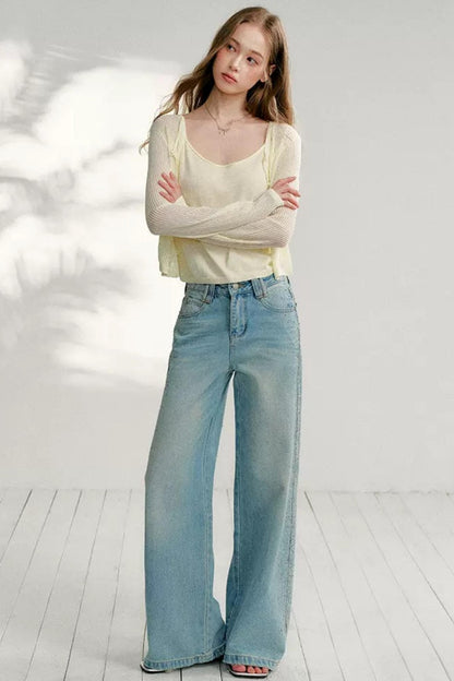 Hollow Knit Cardigan Set