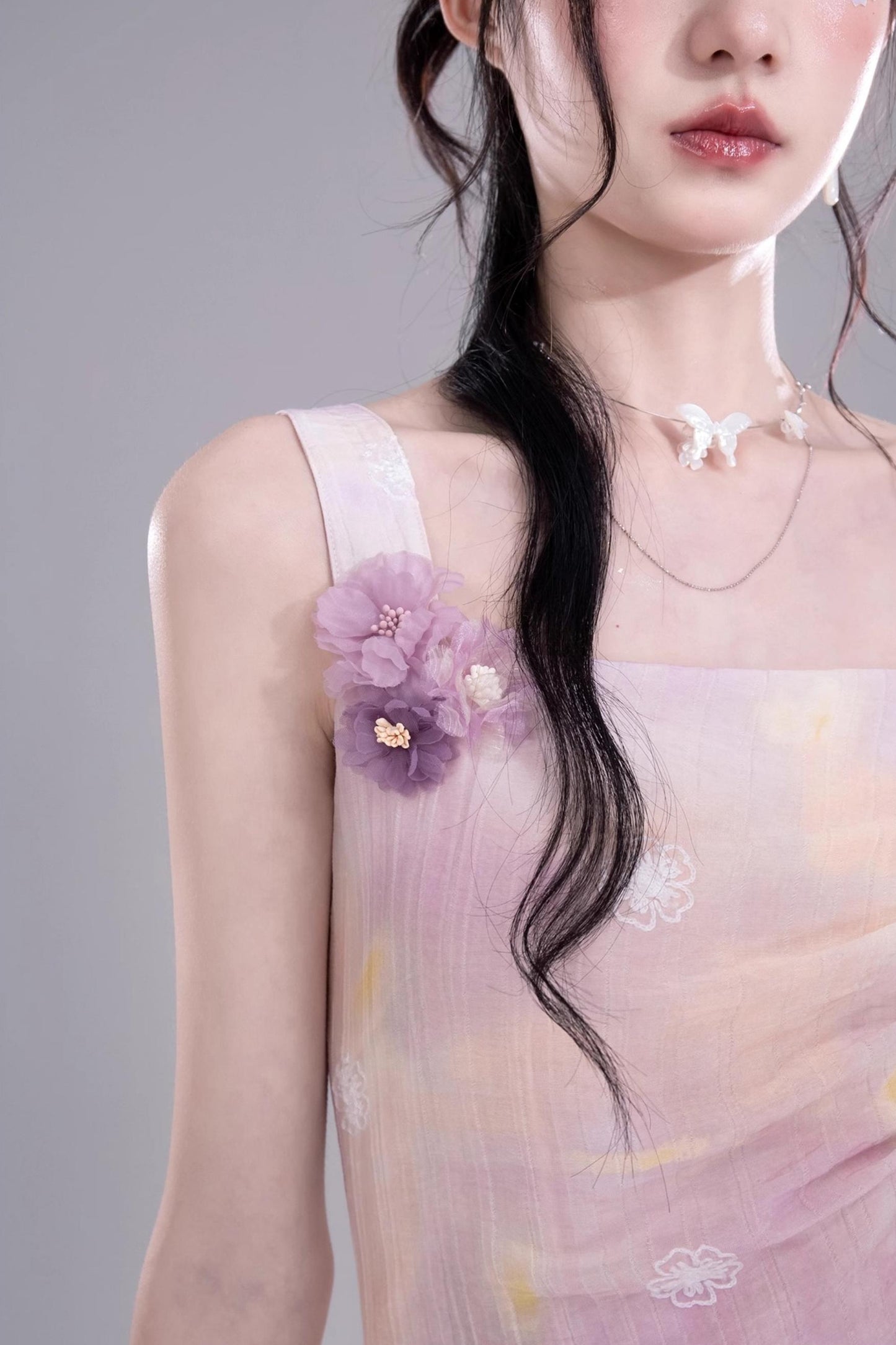 Purple Floral Sleeveless Dress