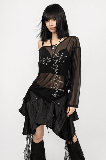 Slim Fit Black Long Sleeve Top