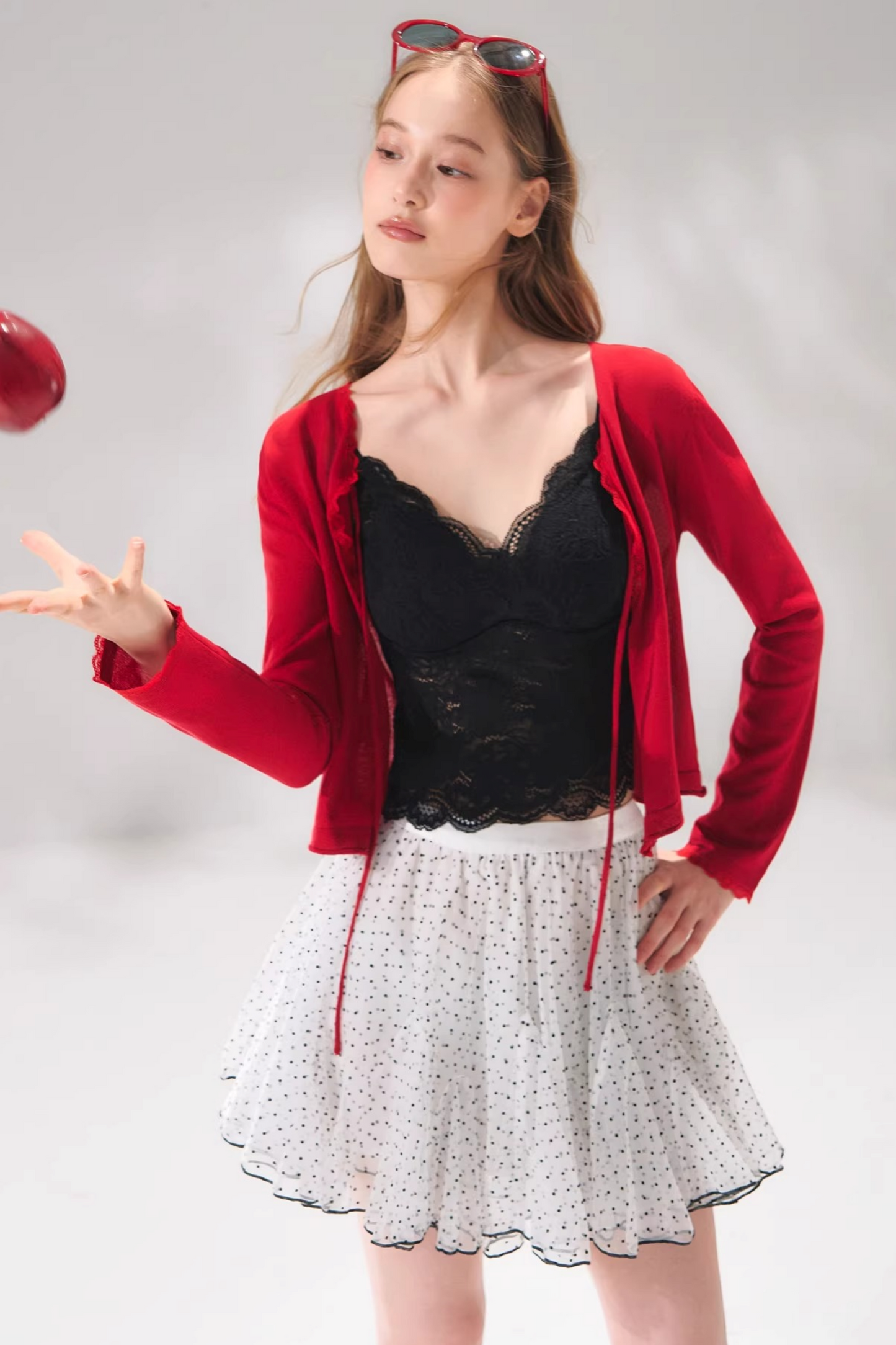 Velvet Polka Dot Skirt Set-Up
