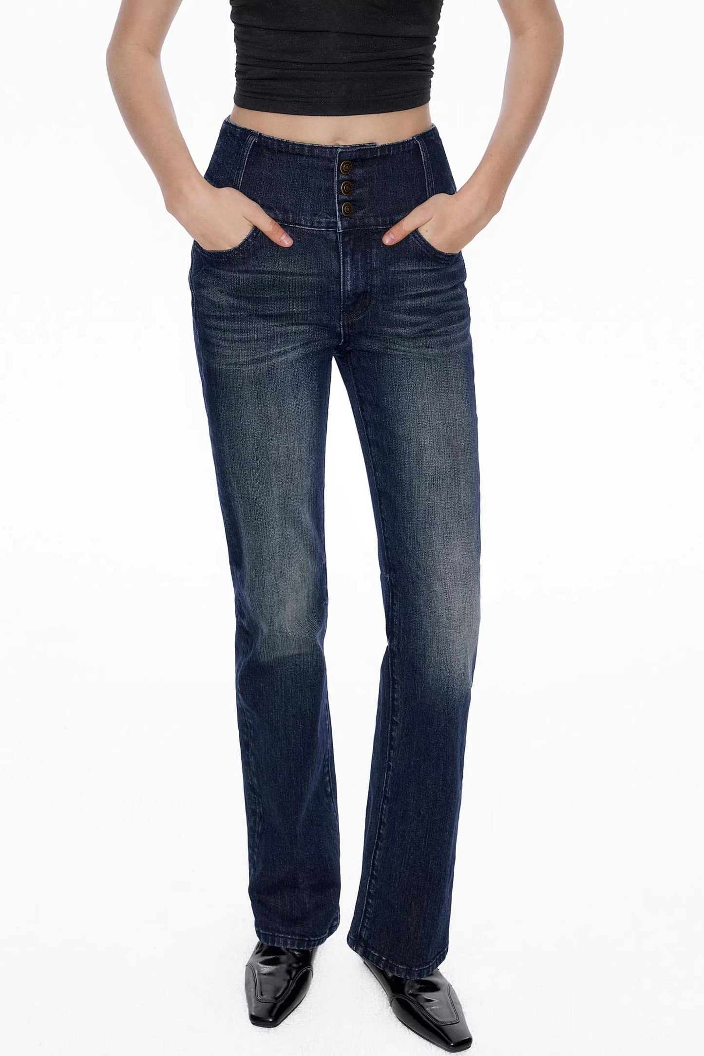 Deep Sea Blue Vintage Denim Pants