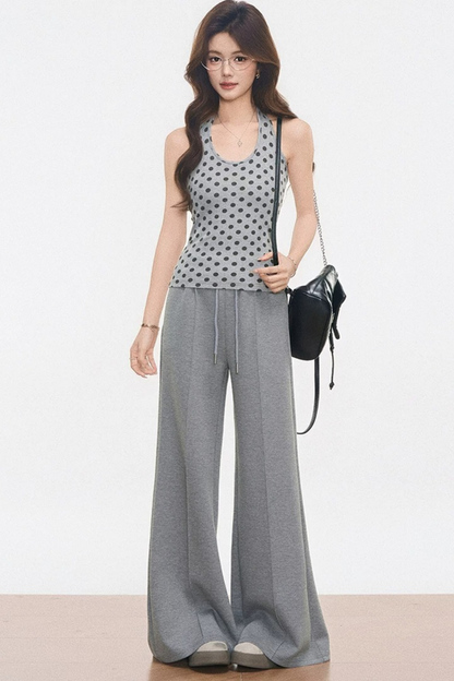 Polka Dot Off-Shoulder Knit Set-Up