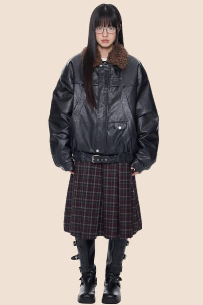 Fur Collar Leather Jacket