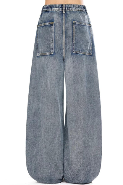 Retro Graffiti Dog Denim Pants