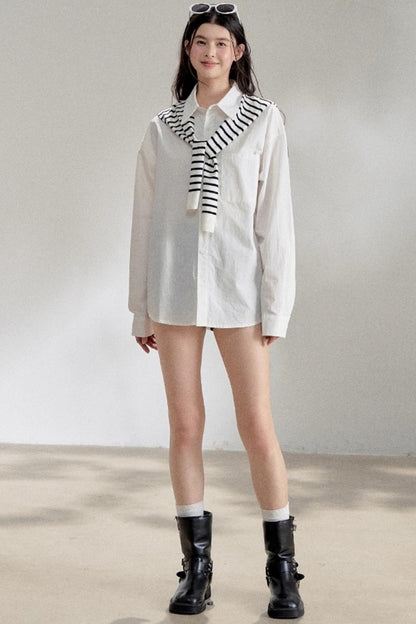 White Striped Oversize Shirt