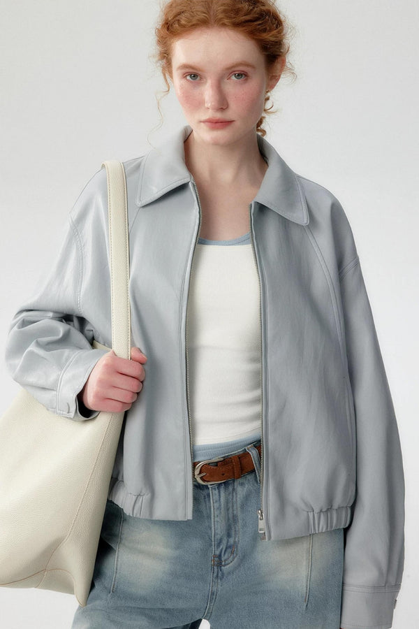 Soft Leather Lapel Jacket