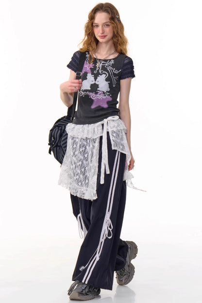 Retro Draped Wide-Leg Sweatpants