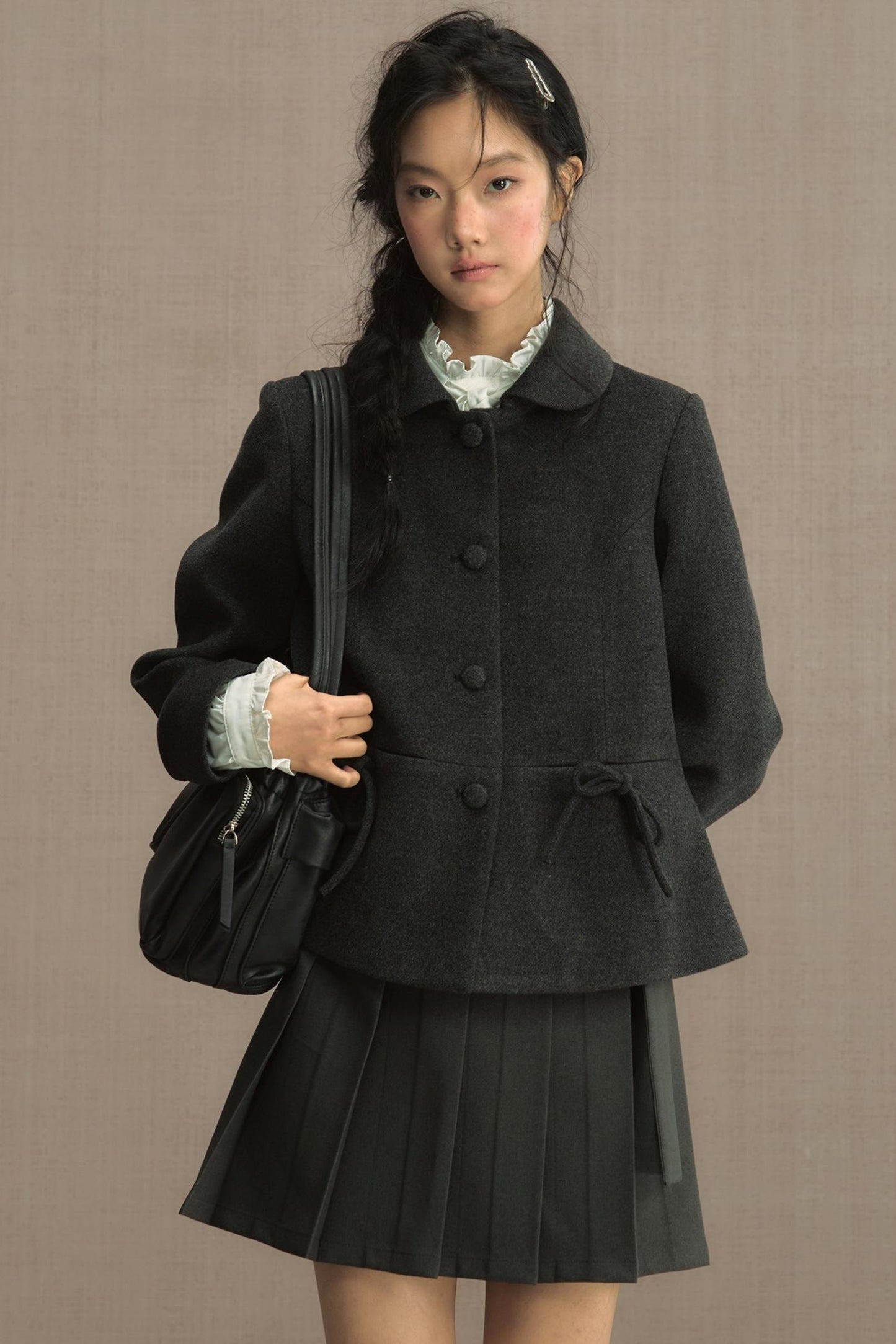 Fake Two-Piece Bow Lace-Up Shirt Dress