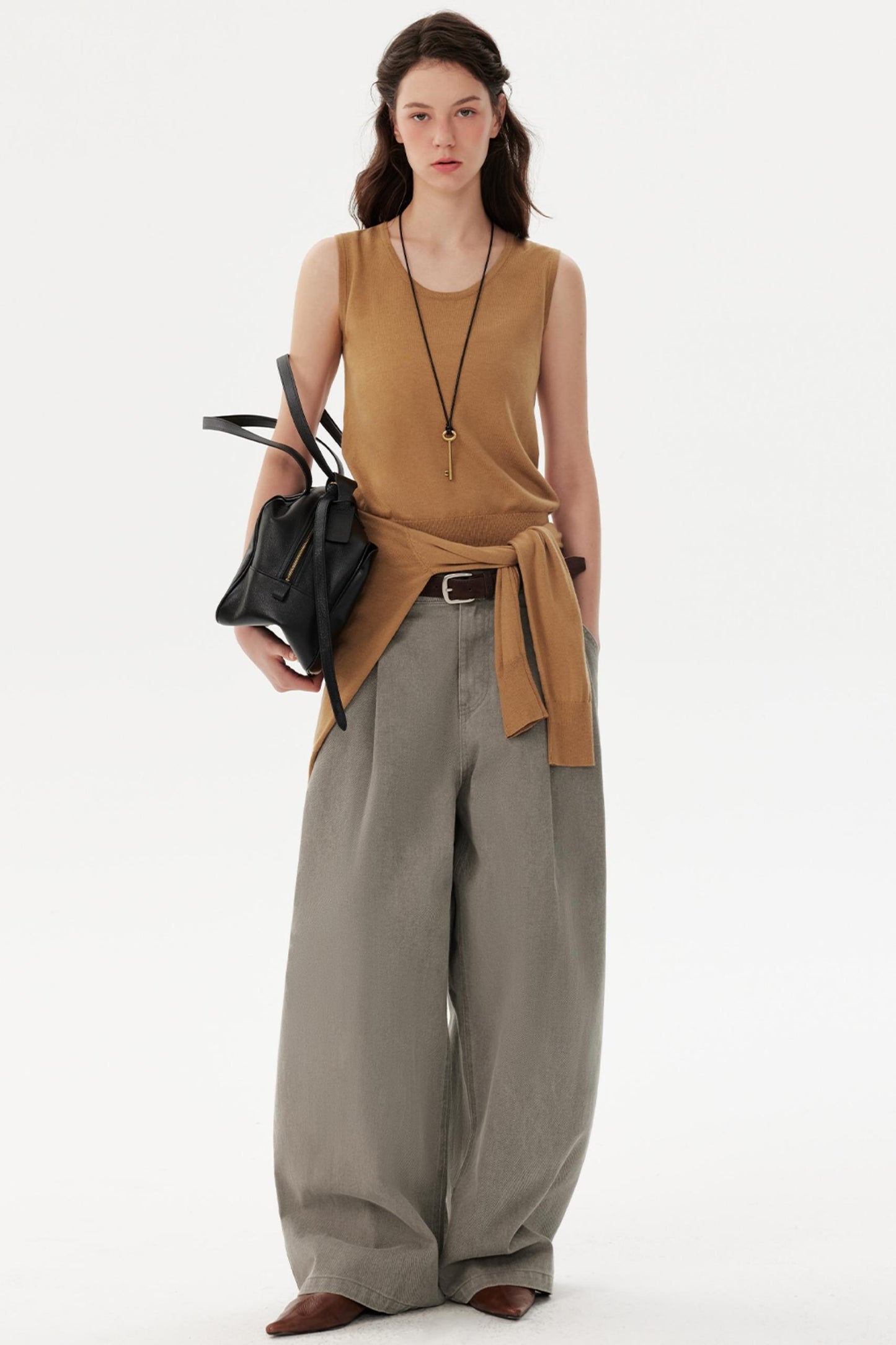 Retro Pure Cotton Pleated Pants