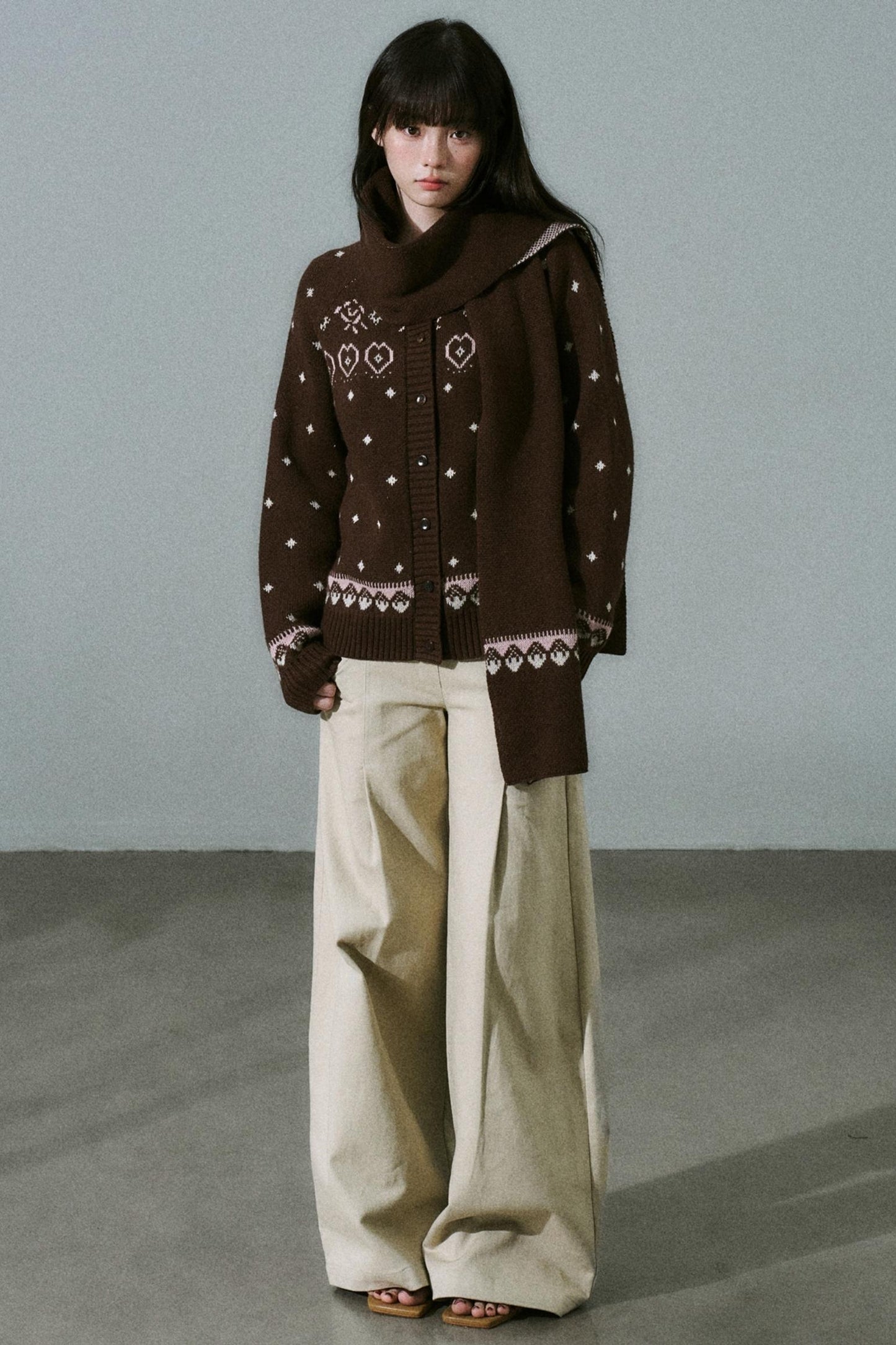 Fair Isle Wool Cardigan Top