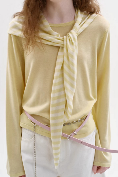 Tencel Striped Knit Shawl Set