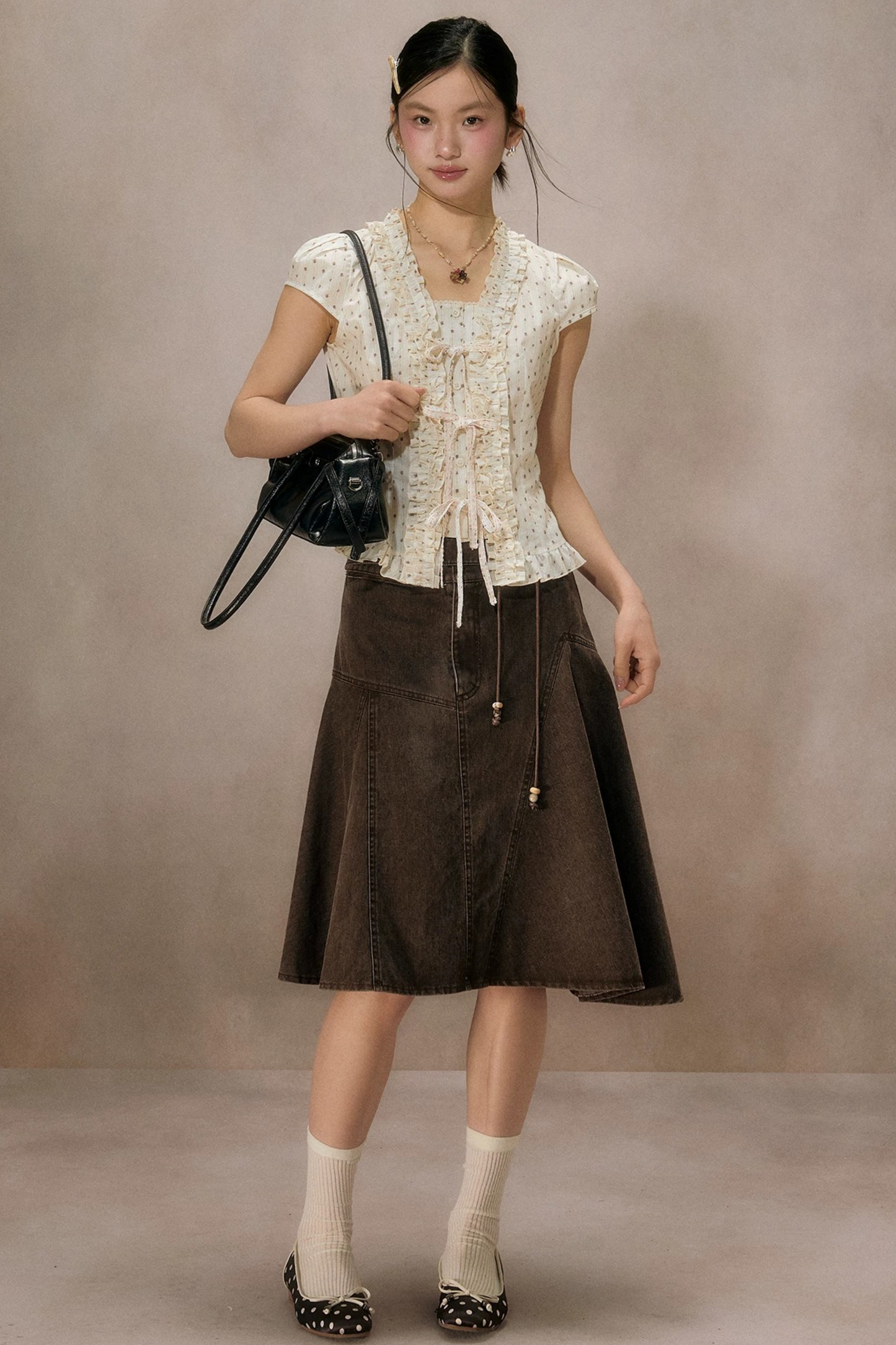 Ruffled Lace Trim Blouse