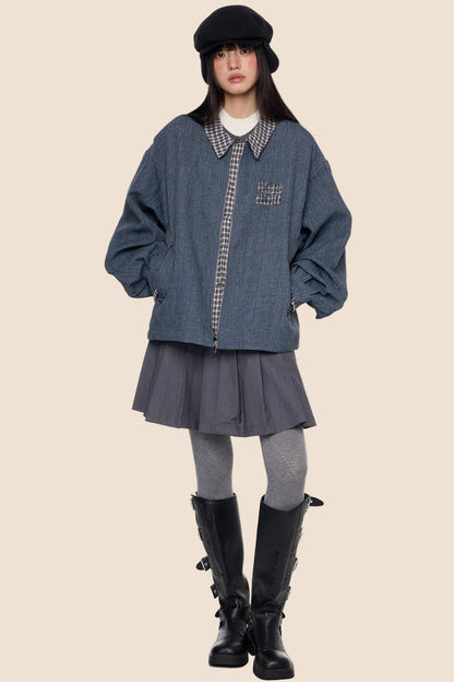 Autumn Embroidered Plaid Jacket