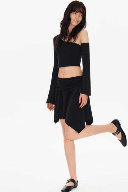 Elegant Black Soft Gauze Skirt