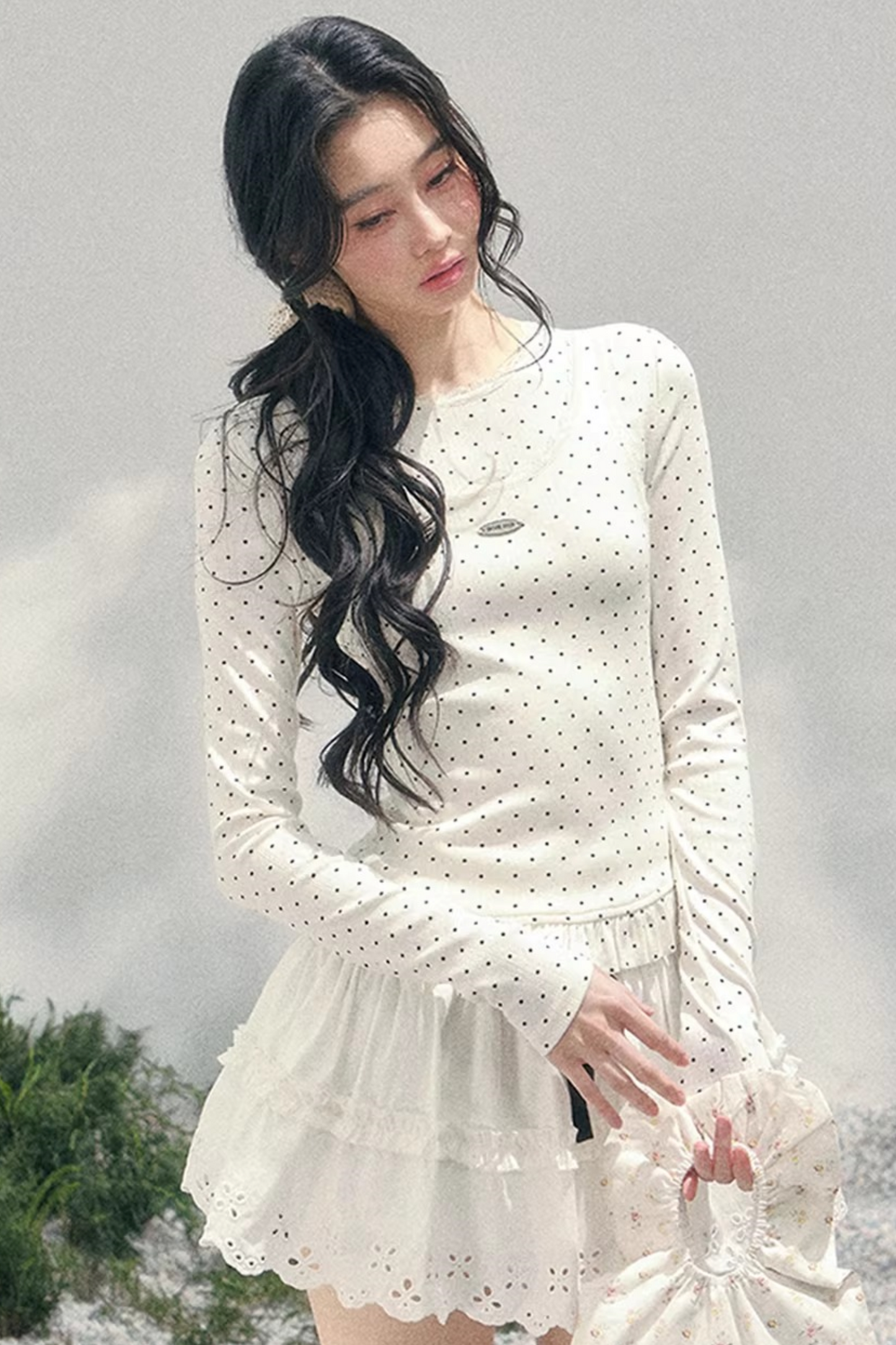 Polka Dot Two-Piece Blouse