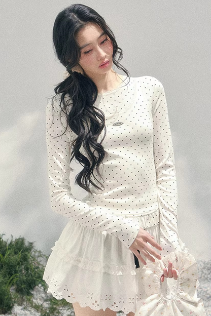 Polka Dot Two-Piece Blouse