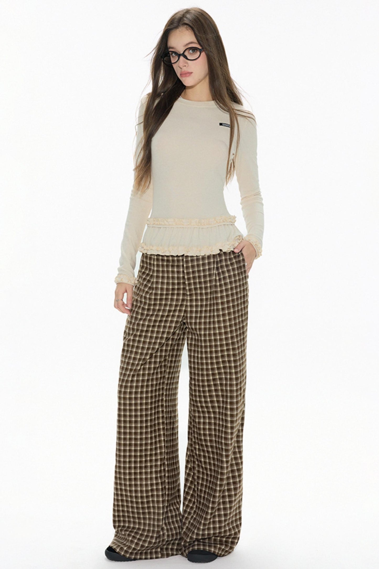 Retro Plaid Straight Pants