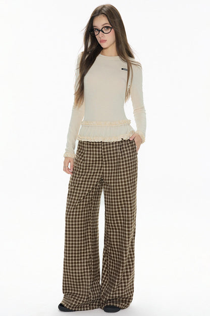Retro Plaid Straight Pants