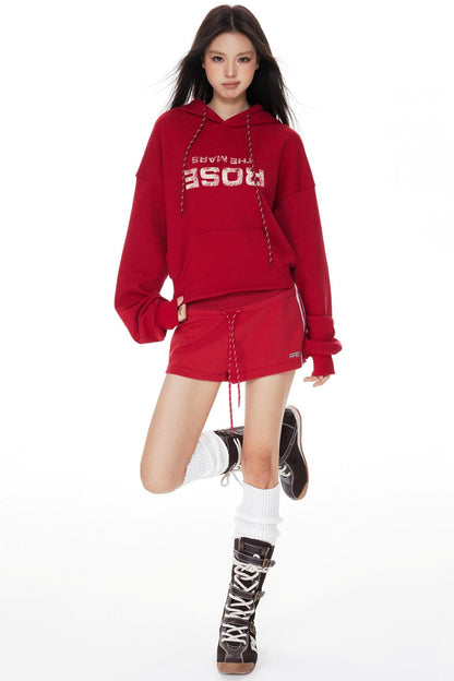 Vintage Red Hooded Sweatshirt