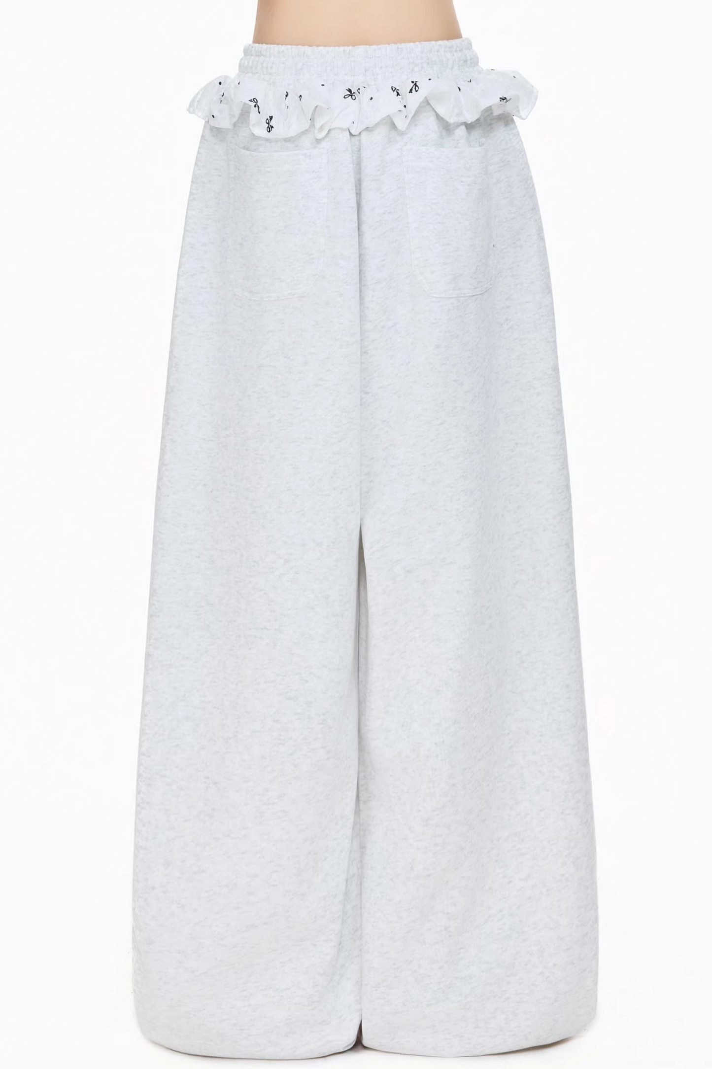 레이스 패치워크 자수 스웨트팬츠