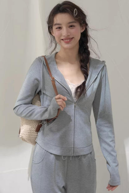 Hooded Zipper Sweatshirt Set-Up