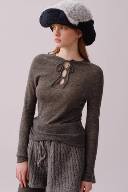 Water-Soluble Wool Knitted Blouse