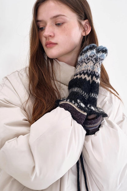 Mohair Fair Isle Knit Gloves