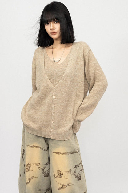 Knitted V-Neck Cardigan