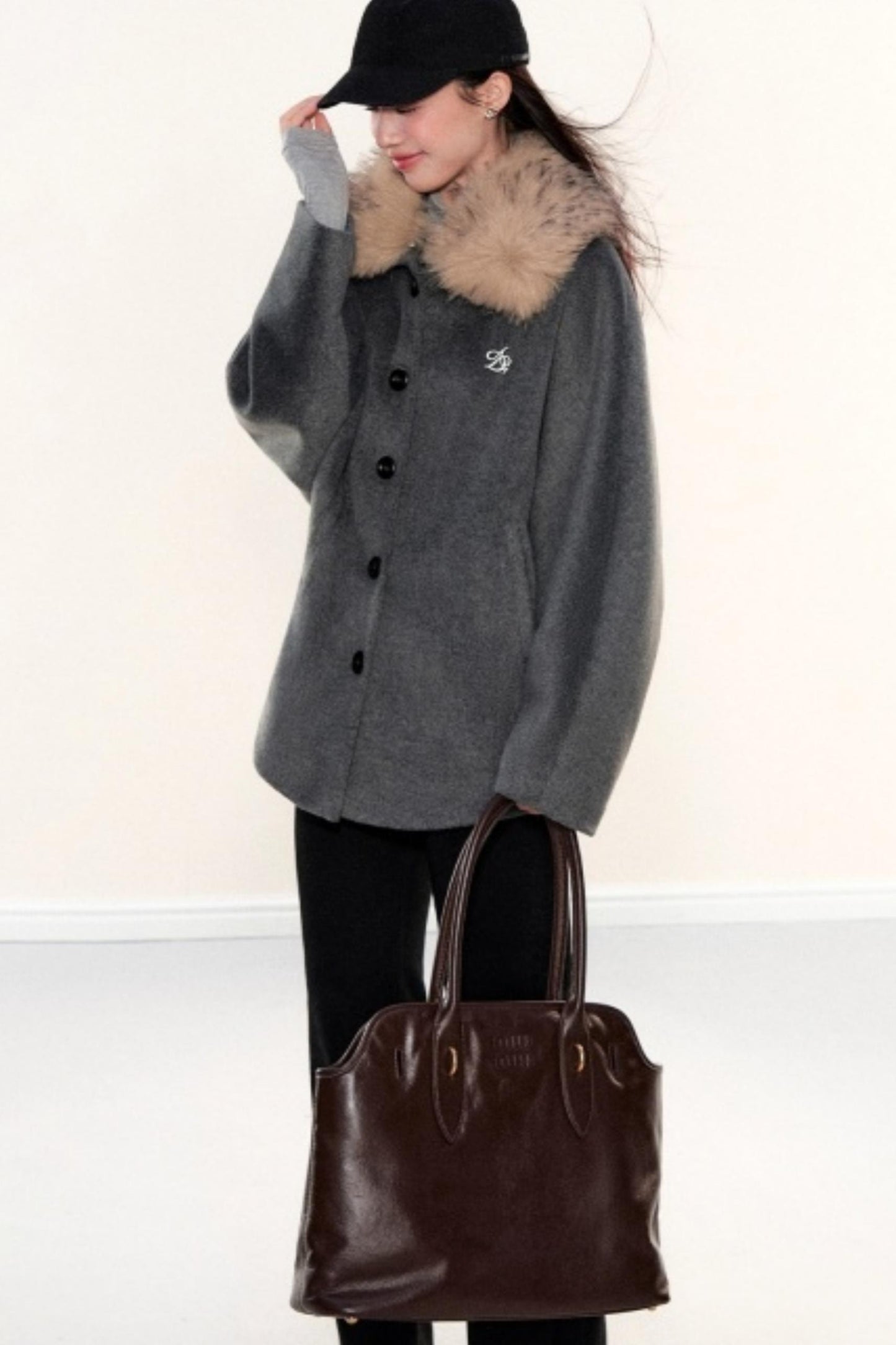 Fur Collar Woolen Cape Coat